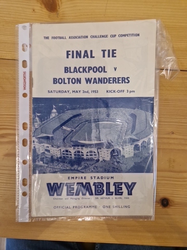 1953 FA Cup Final Blackpool v Bolton Wanderers Programme clean. L9 for sale on Ebay
