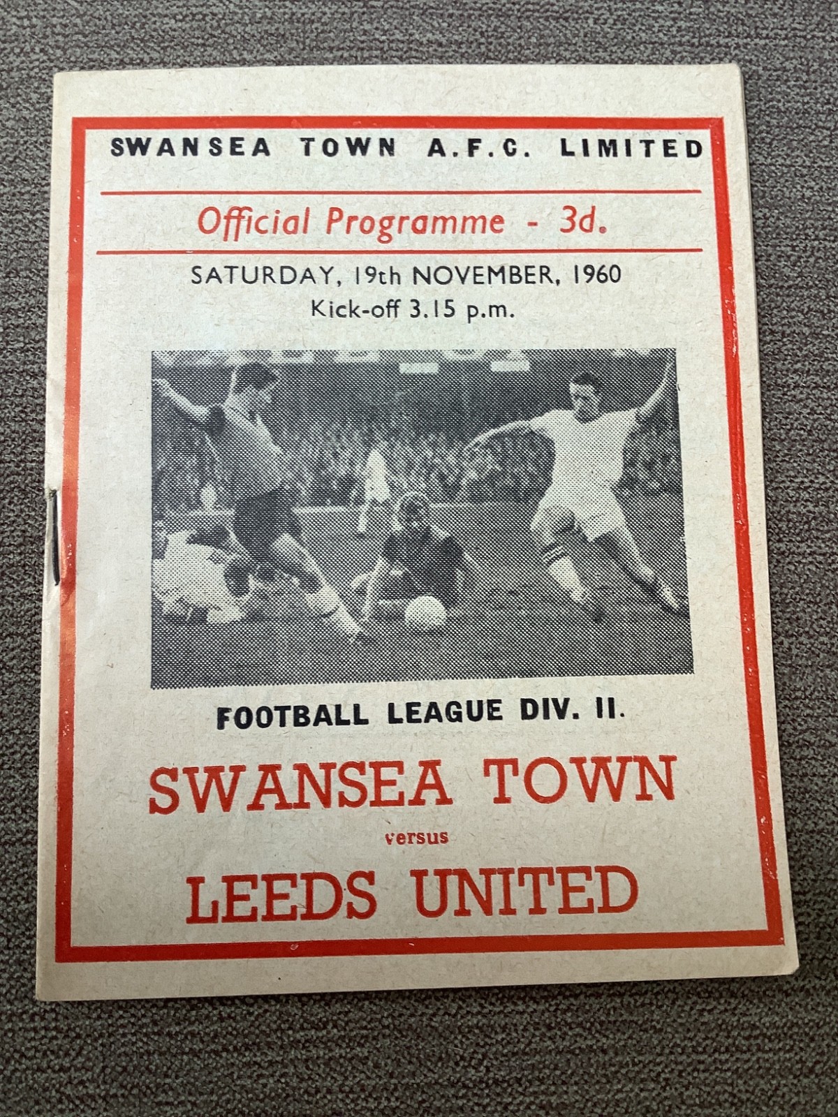 19 November 1960 Swansea v Leeds United for sale on Ebay