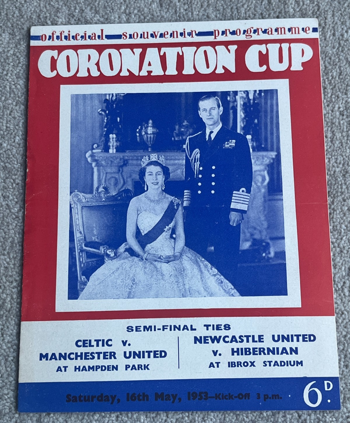 1953 Coronation Cup Semi-Final programme, Celtic v Man Utd / Newcastle v Ab'deen for sale on Ebay