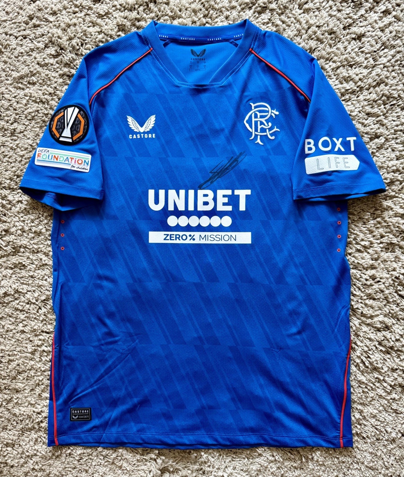 Rangers 24/25 Europa League Match Shirt Souttar 5 Autographed for sale on Ebay