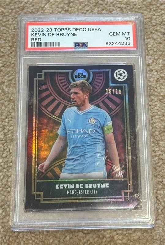 2022-23 Topps Deco UEFA Kevin De Bruyne Red /10 PSA 10 GEM Mint Manchester City for sale on Ebay