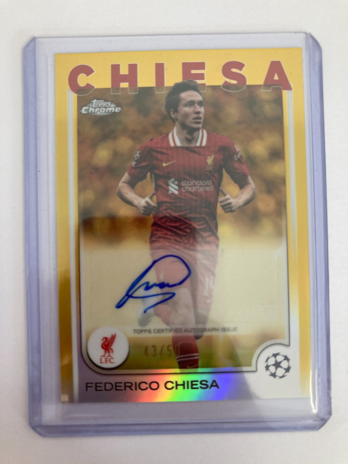 TOPPS CHROME 2025 FREDERICO CHIESA LIVERPOOL GOLD AUTO 43/50. for sale on Ebay