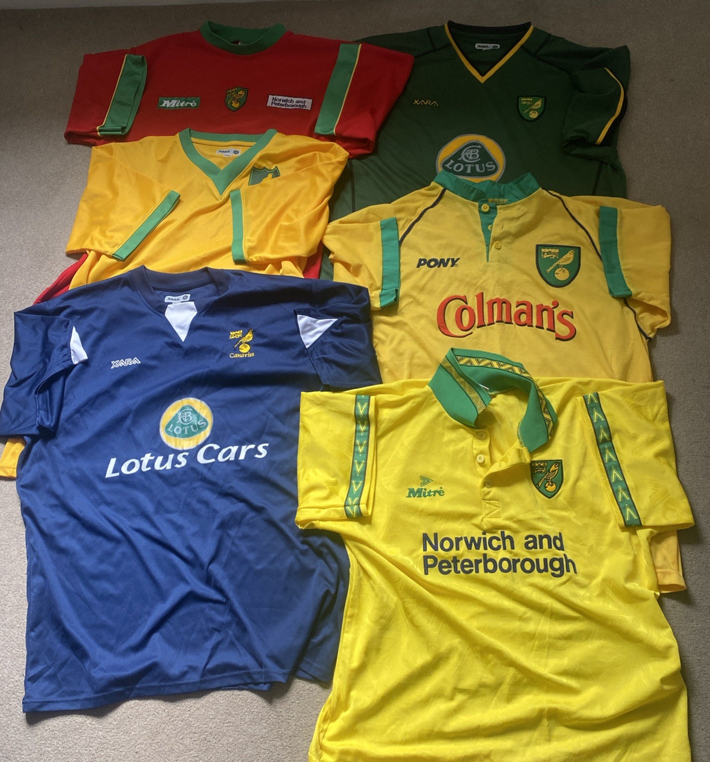 6X Norwich City vintage Football shirts- Size Large & XL for sale on Ebay