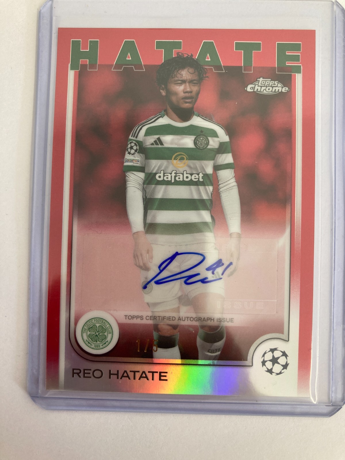 TOPPS CHROME 2025 REO HATATE CELTIC RED REFRACTOR 001/005. for sale on Ebay