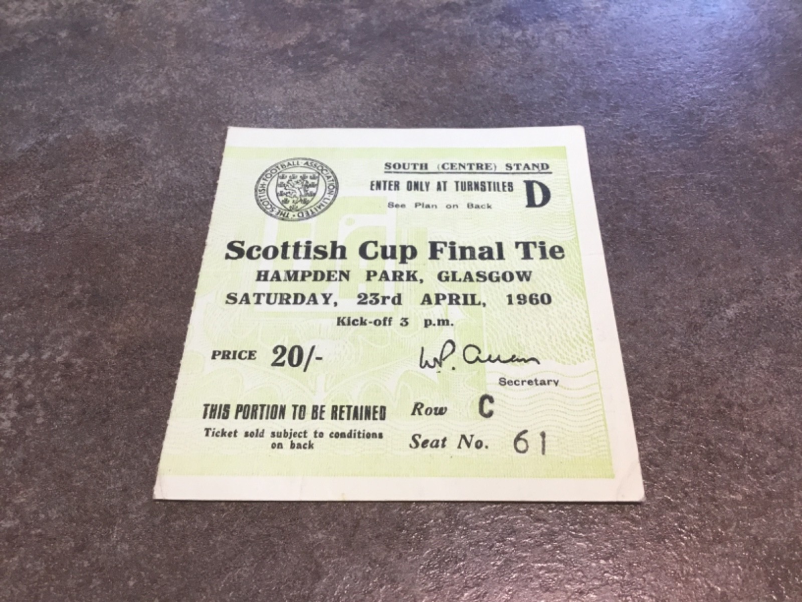 Rangers v Kilmarnock 23 April 1960 Scottish Cup Final Match Ticket for sale on Ebay
