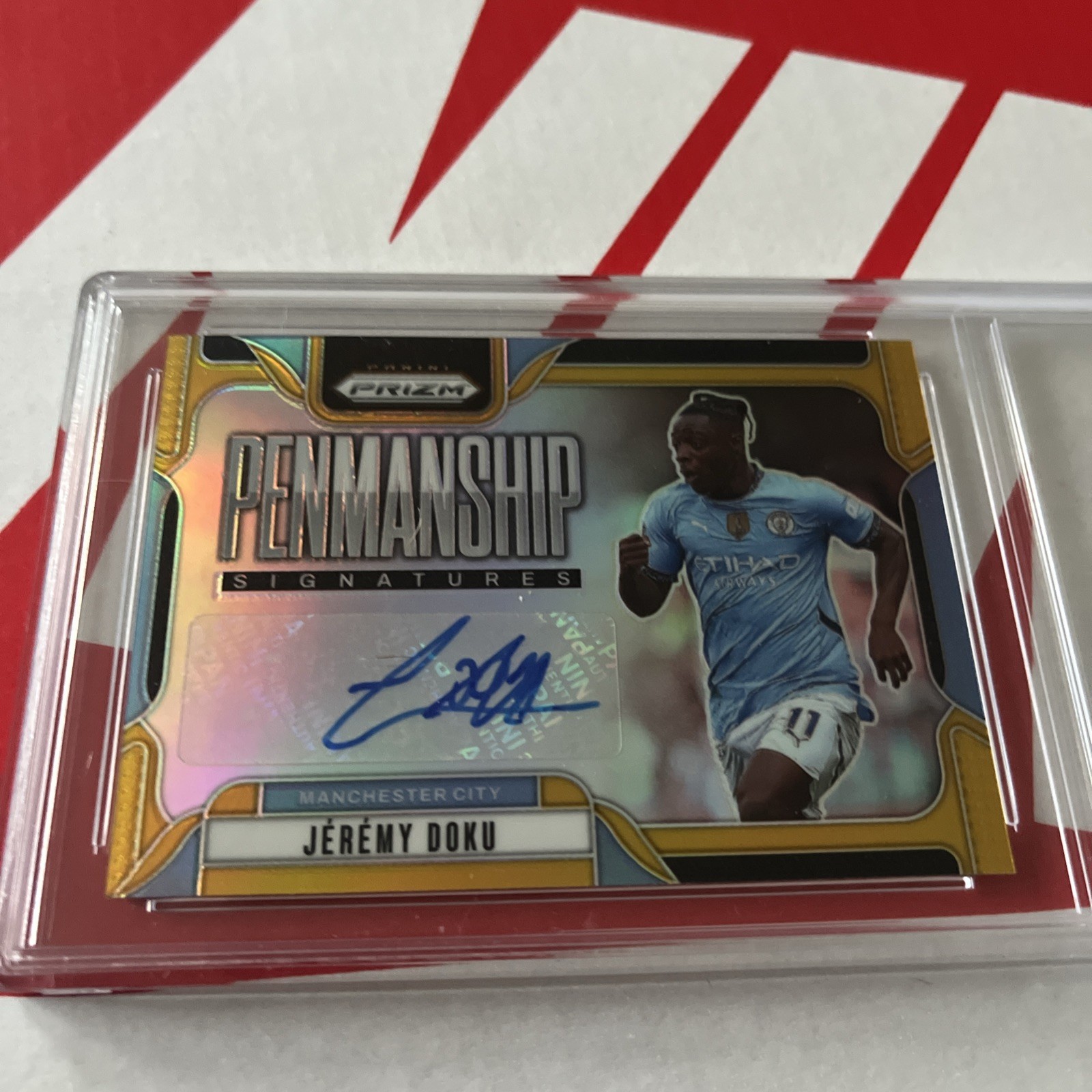 Jeremy Doku Gold Penmanship Auto 1/10 - Prizm 2024/25 - Manchester City for sale on Ebay