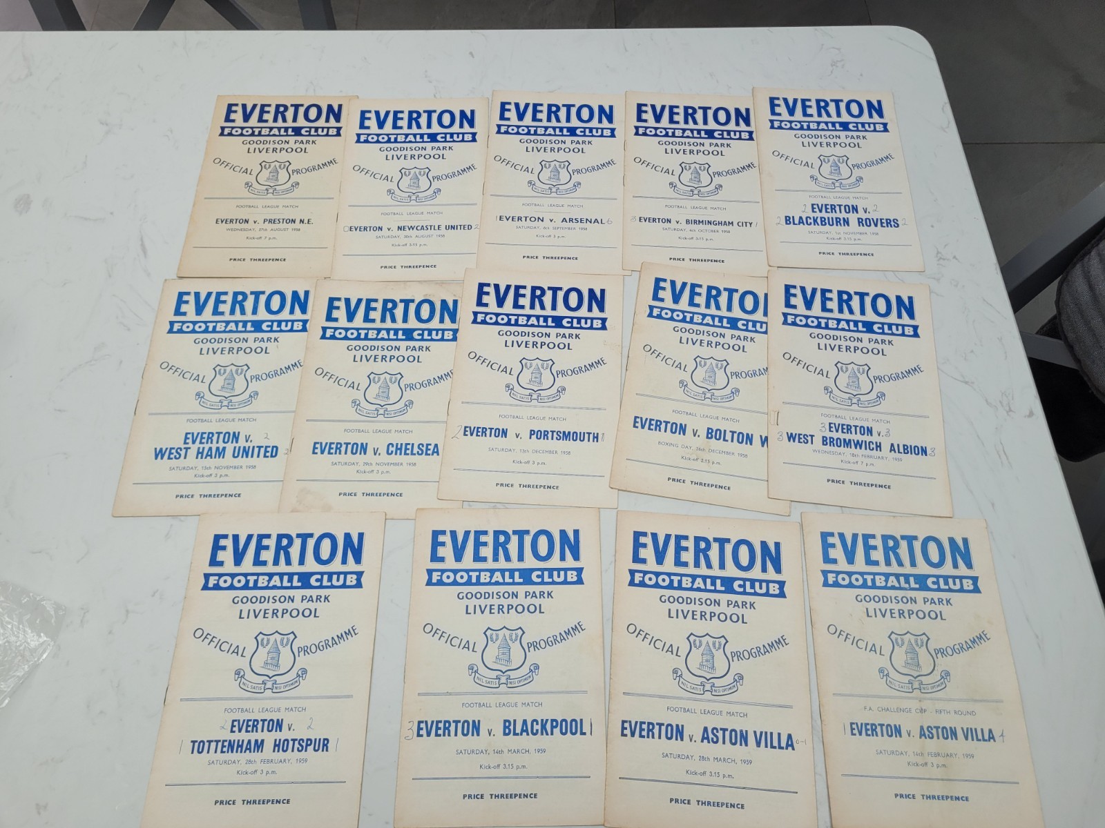 Collection Everton Home Programmes x 13 - Season 1958 - 1959 for sale on Ebay