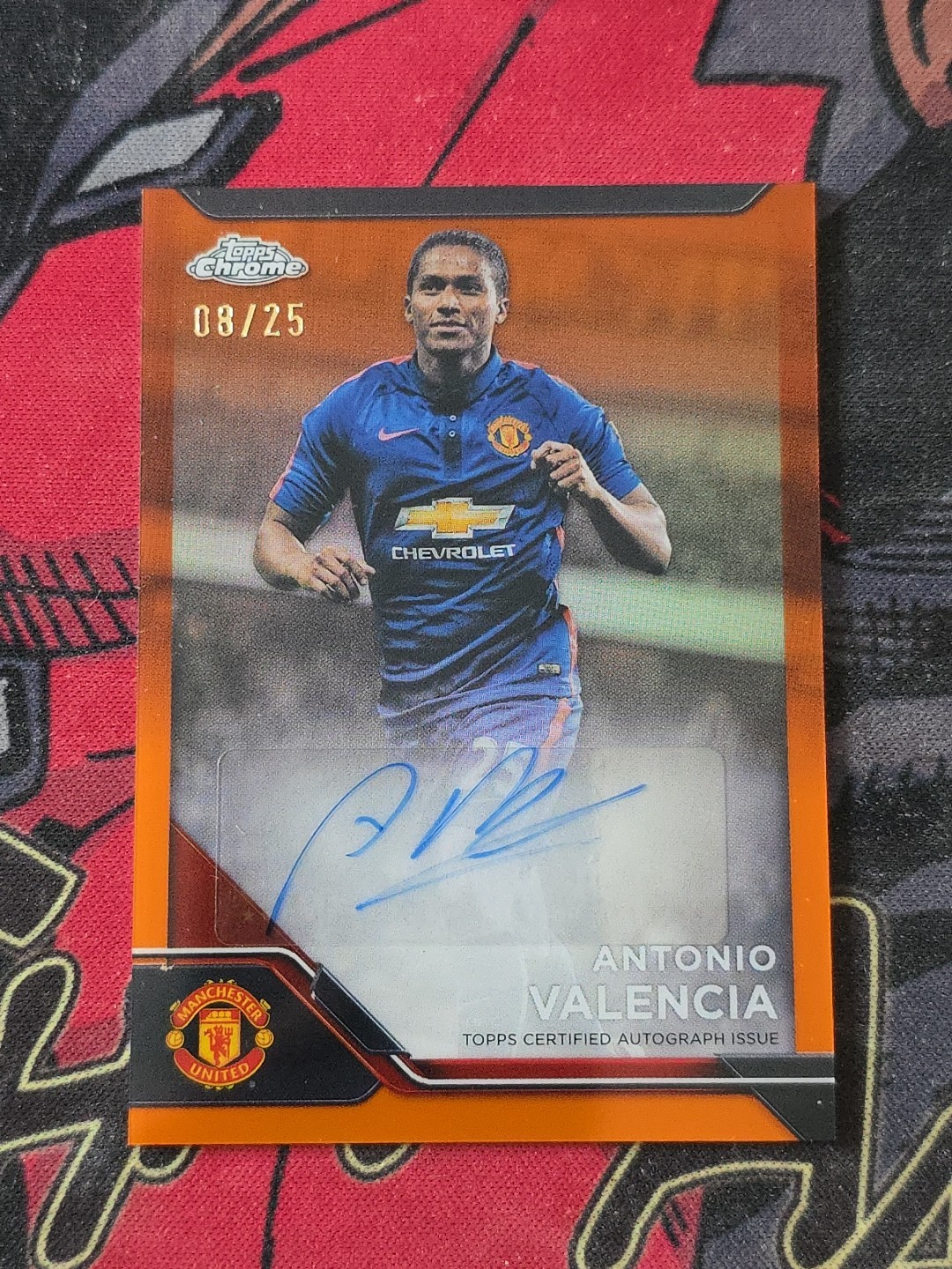 Topps Chrome Manchester United Deluxe Antonio Valencia Auto /25 Orange for sale on Ebay