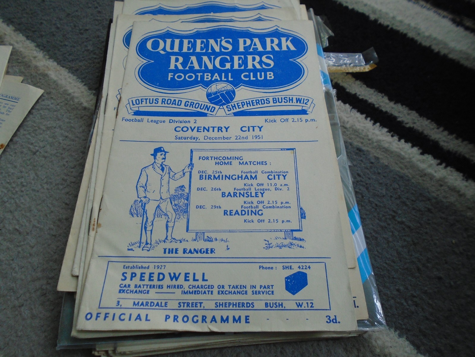 QUEEN`S PARK RANGERS V COVENTRY CITY 1951-2 +NEWSPAPER CUTTINGS for sale on Ebay