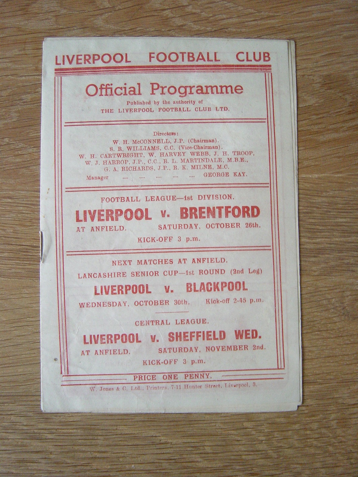 1946/47 LIVERPOOL v BRENTFORD *****LEAGUE WINNERS***** for sale on Ebay