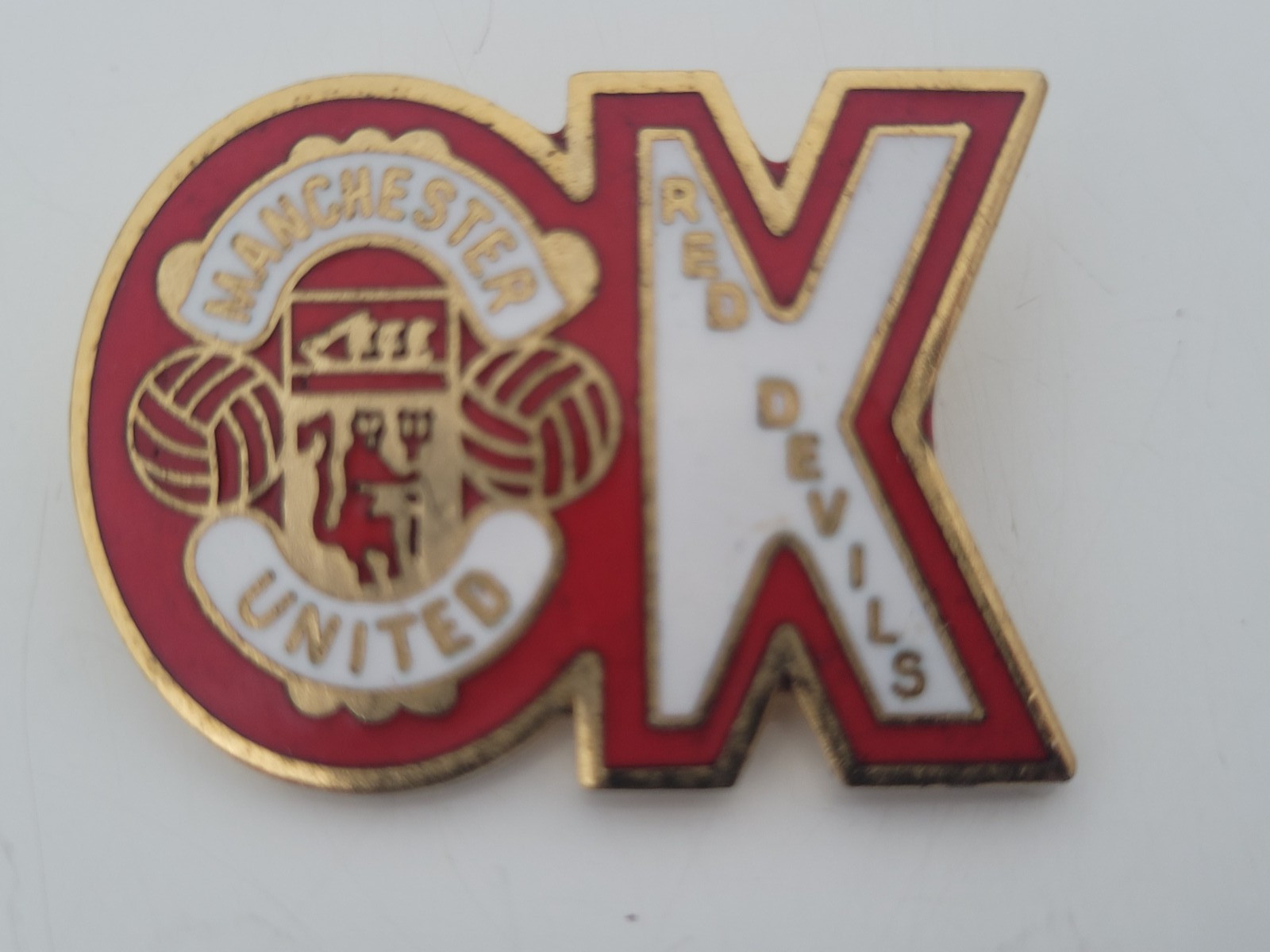 Vintage 1970's era Manchester United Enamel Badge OK Red Devils  W. Reeves B'Ham for sale on Ebay