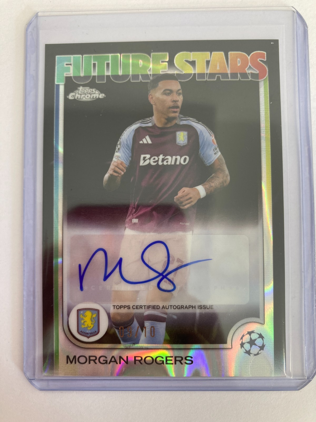TOPPS CHROME 2025 MORGAN ROGERS ASTON VILLA BLACK FUTURE STARS 009/010. for sale on Ebay