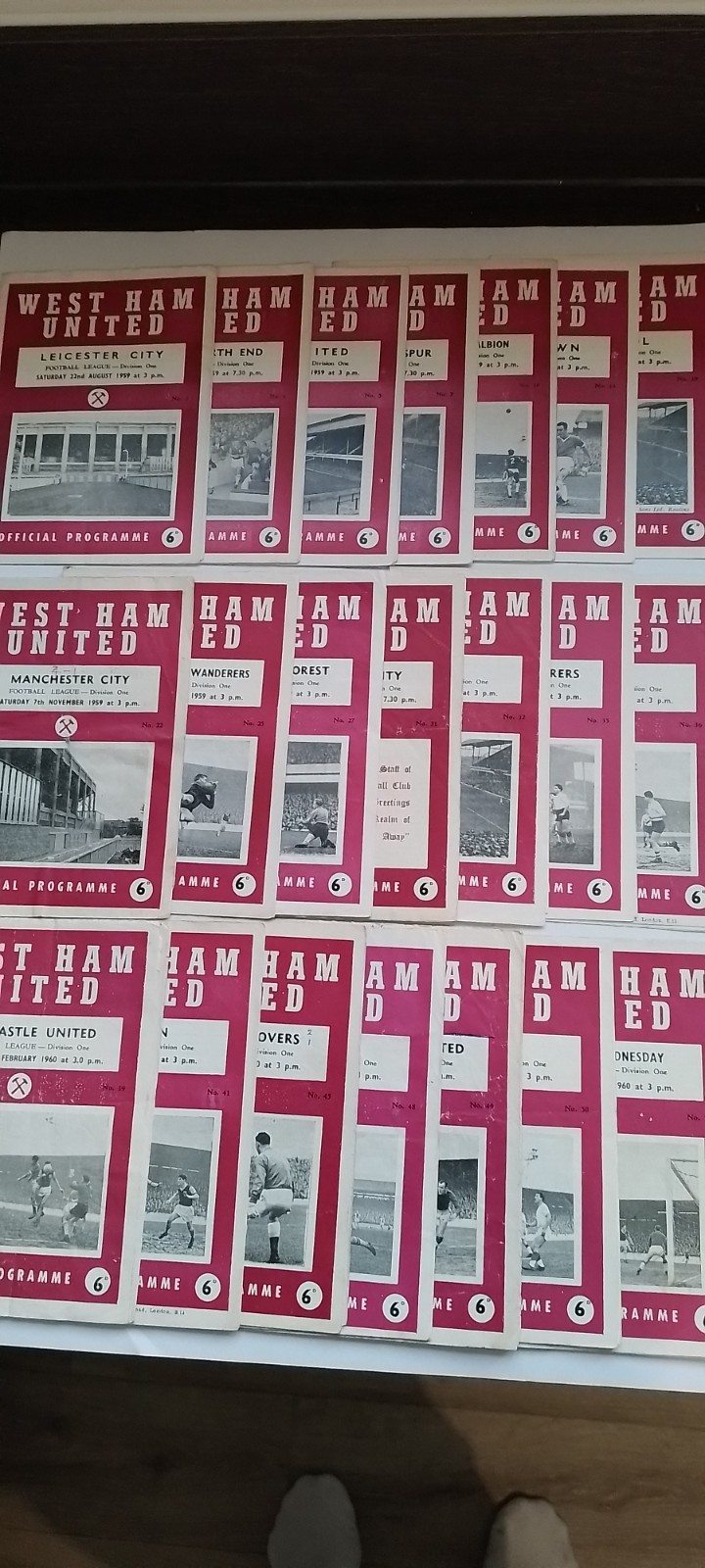 QTY. 21 x 1959-1960 WEST HAM UNITED HOME LEAGUE PROGRAMMES (COMPLETE SET) for sale on Ebay