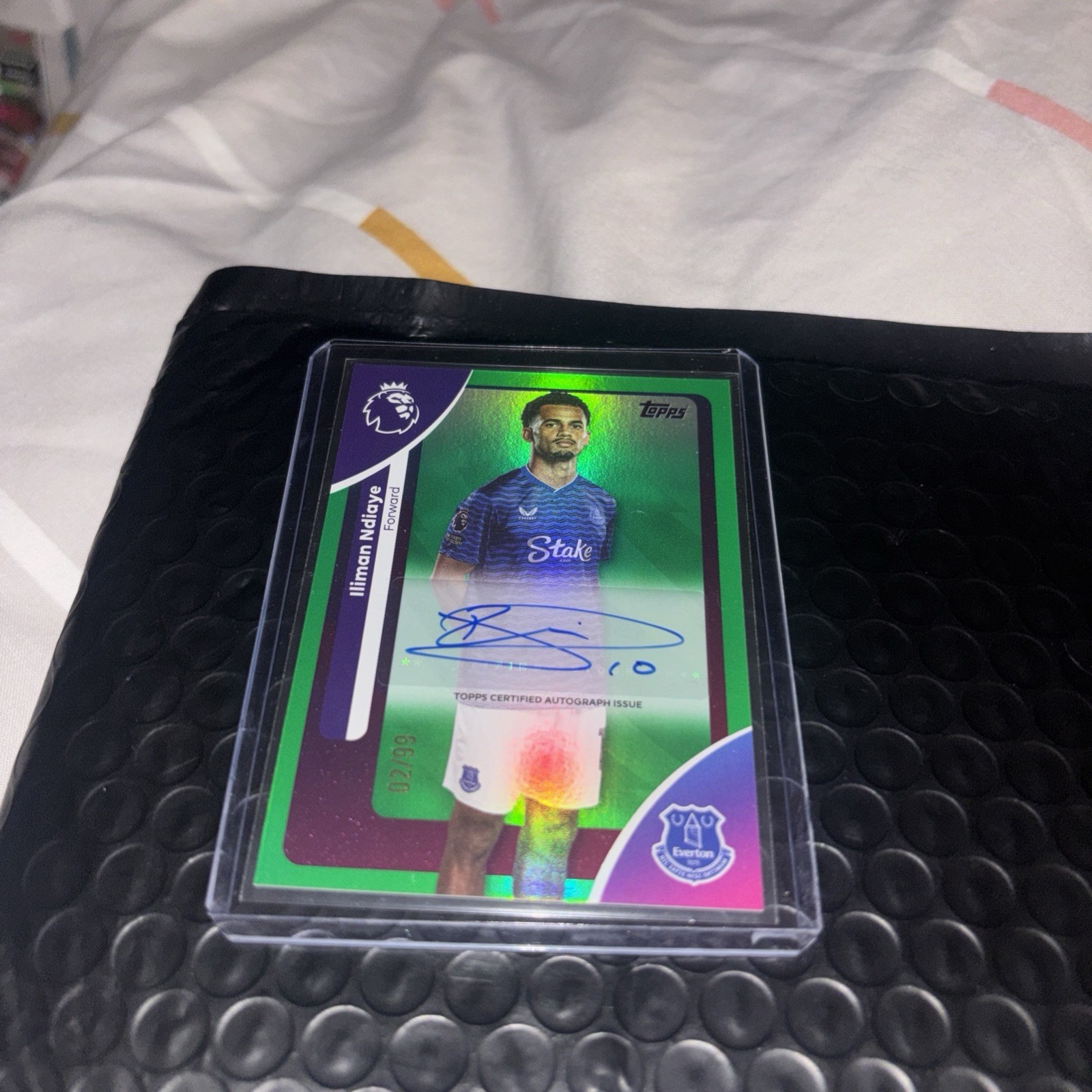 Topps Premier League 2026 - Iliman Ndiaye Green Rainbow Foil Auto 02/99 Everton for sale on Ebay