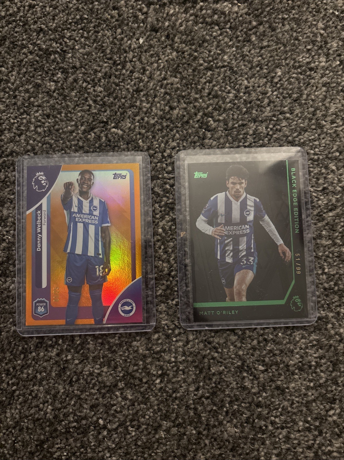 Topps Premier League Brighton Danny WelBeck 01/25 + Matt O’Riley 51/99 Edge Card for sale on Ebay