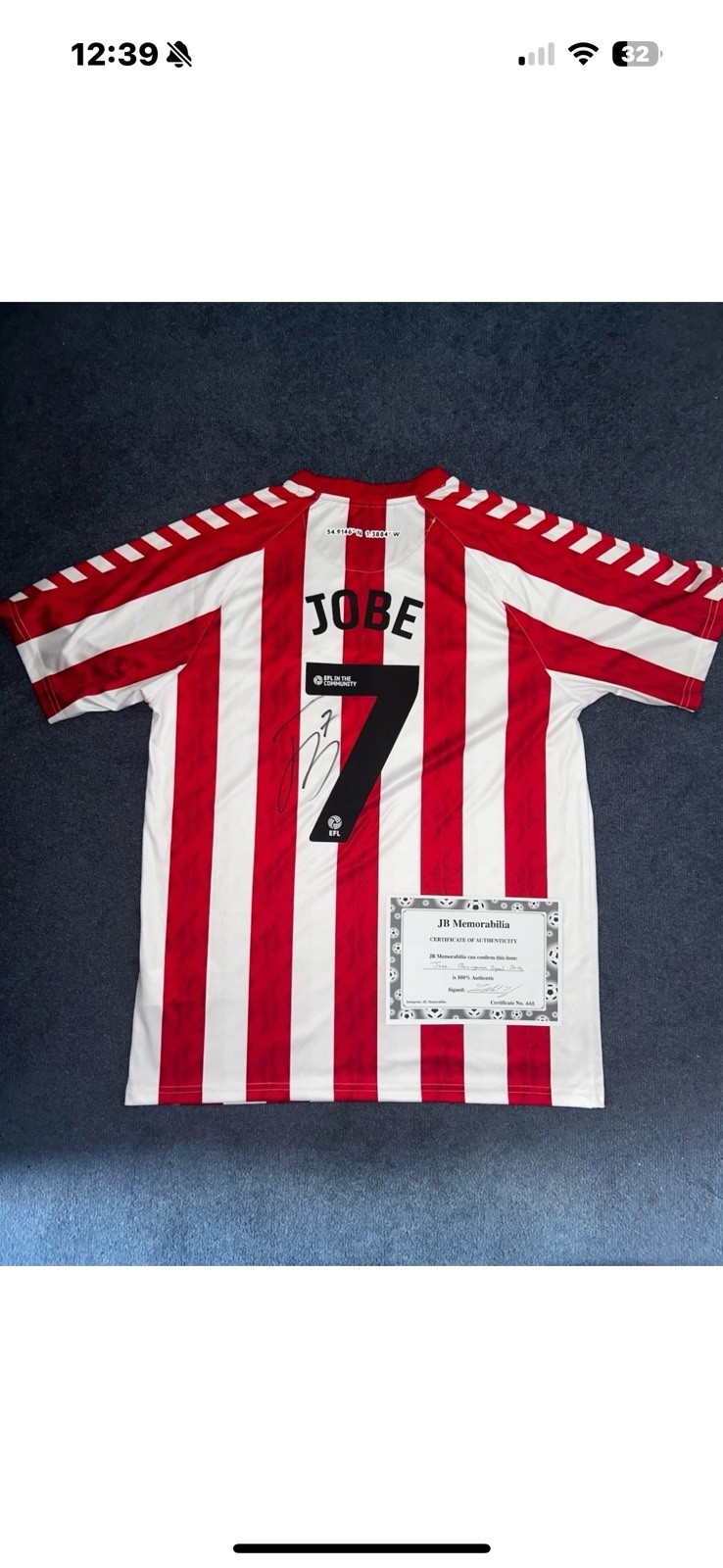 Jobe Bellingham Signed Sunderland Shirt 2024/25 Home Kit for sale on Ebay