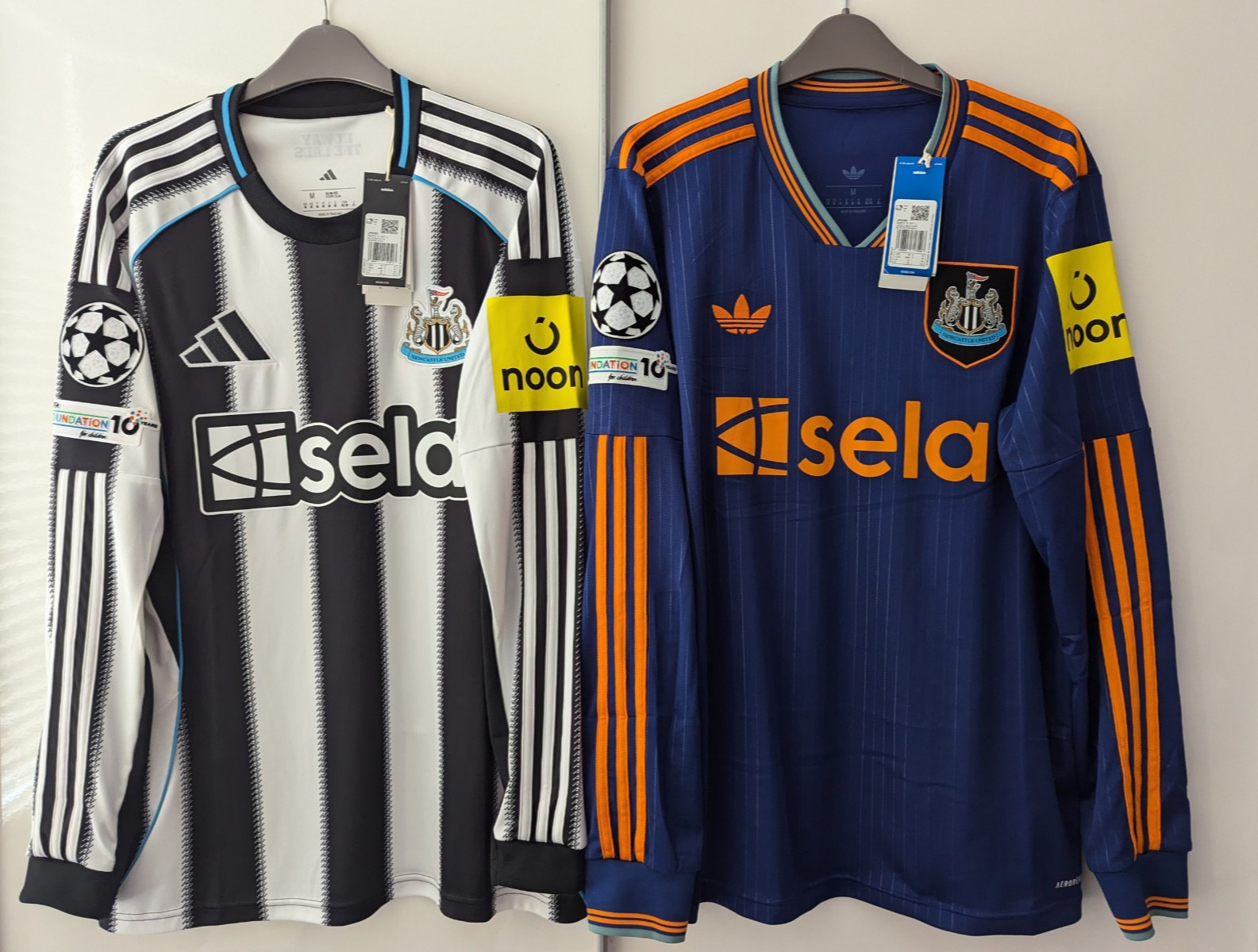 BNWT Newcastle United 25-26 Long Sleeve Home & 3rd Shirt Bundle UCL Badge Medium for sale on Ebay