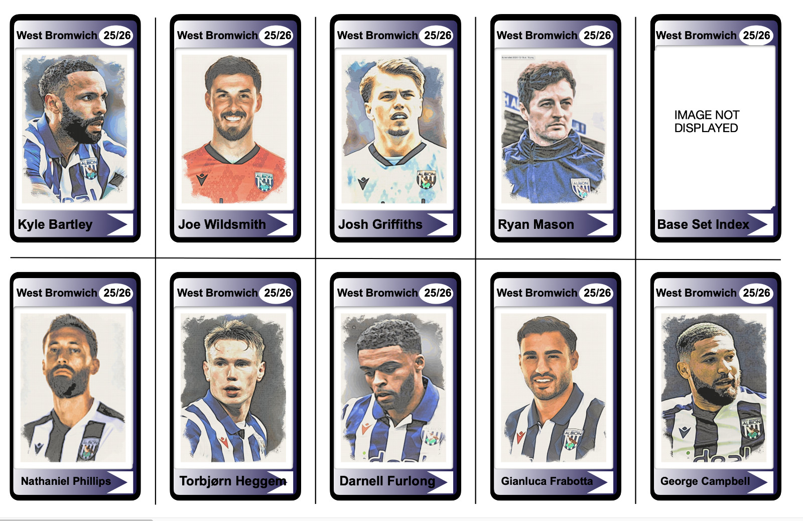 WEST BROMWICH ALBION - 25/26 ENGLISH CHAMPIONSHIP BASE SET - Trading Cards for sale on Ebay