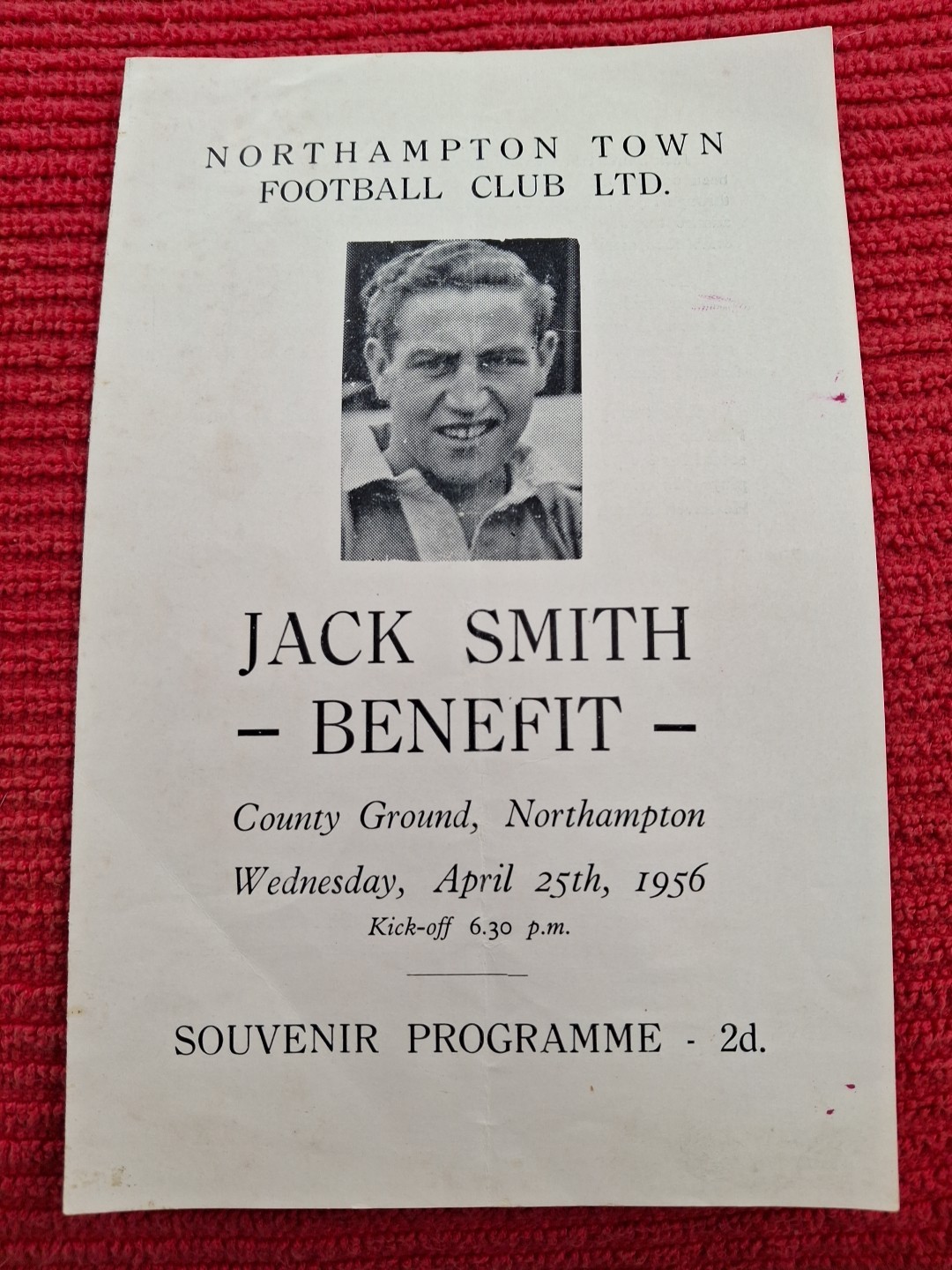 Northampton Town v Peterborough United programme.  25/4/1956  Jack Smith Benefit for sale on Ebay