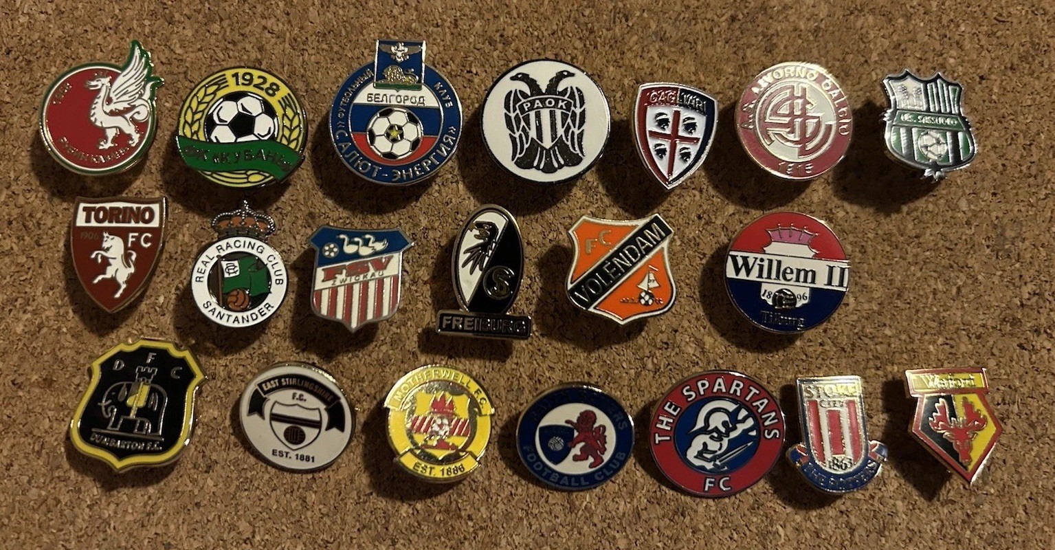 FOOTBALL PIN BADGES X 20 for sale on Ebay