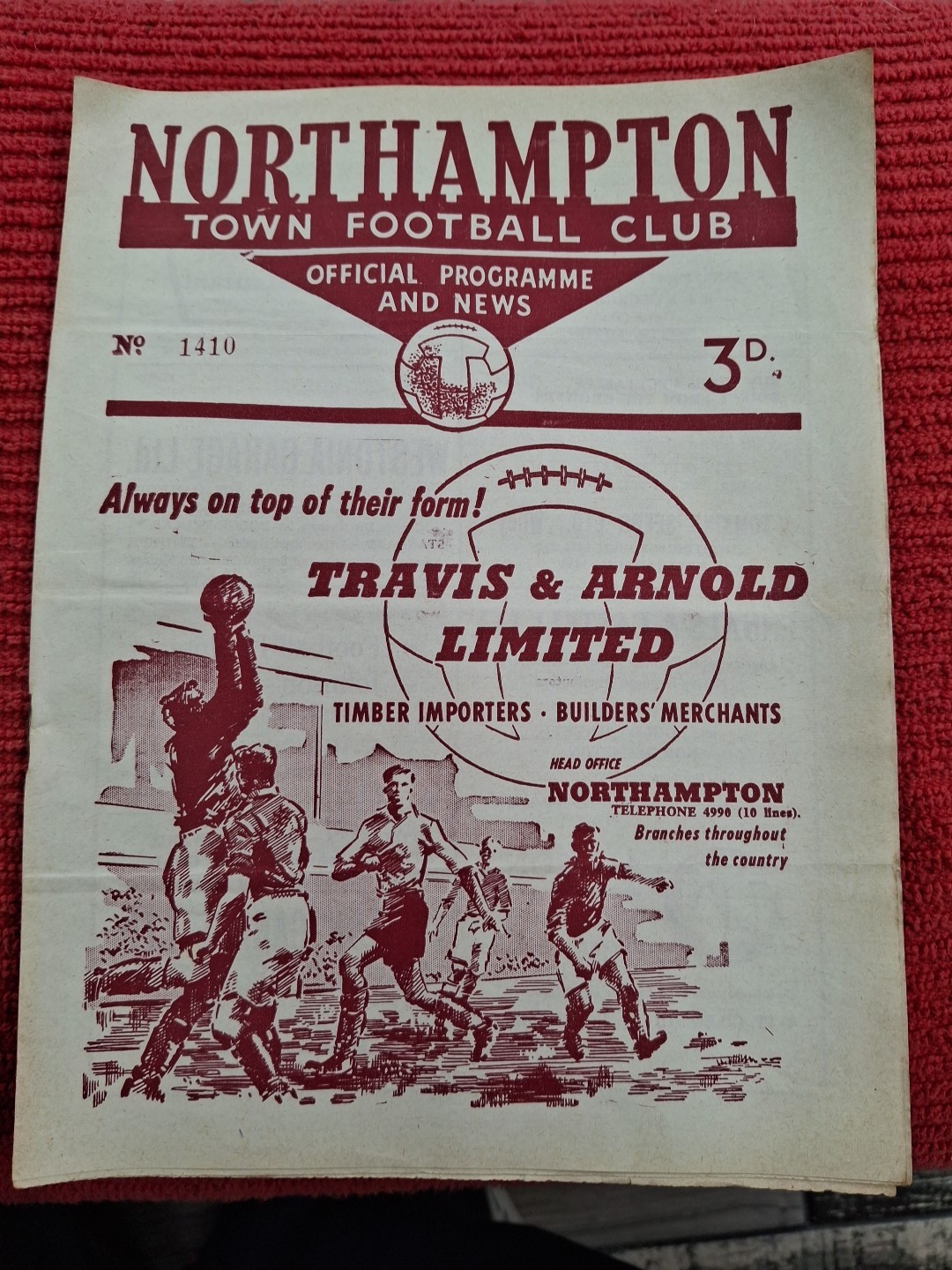 Northampton Town Reserves v Plymouth Argyle Res programme.  24/10/1959 for sale on Ebay