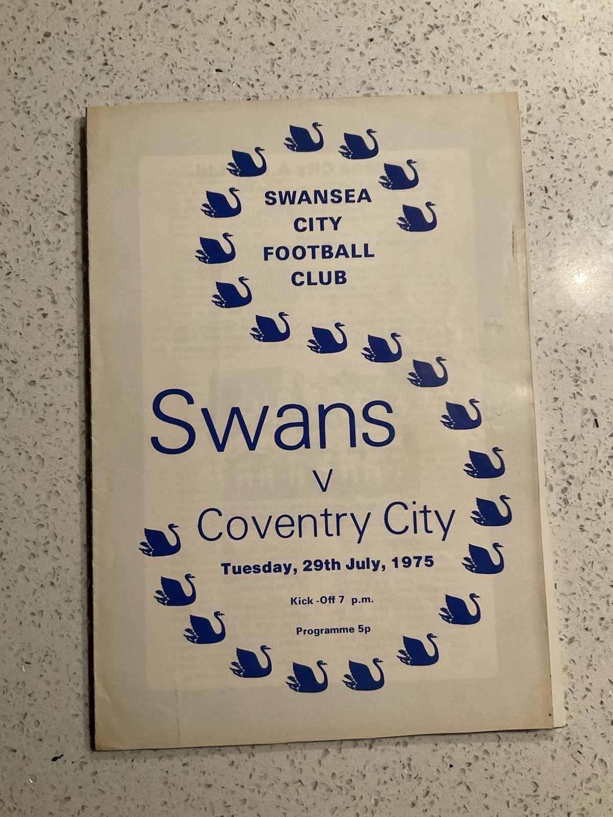 Swansea City v Coventry City 29th July 1975 Pre Season Friendly for sale on Ebay