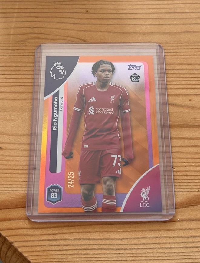 Topps Premier League 2026 Rio Ngumoha Rookie Card, Liverpool Numbered 24/25 for sale on Ebay