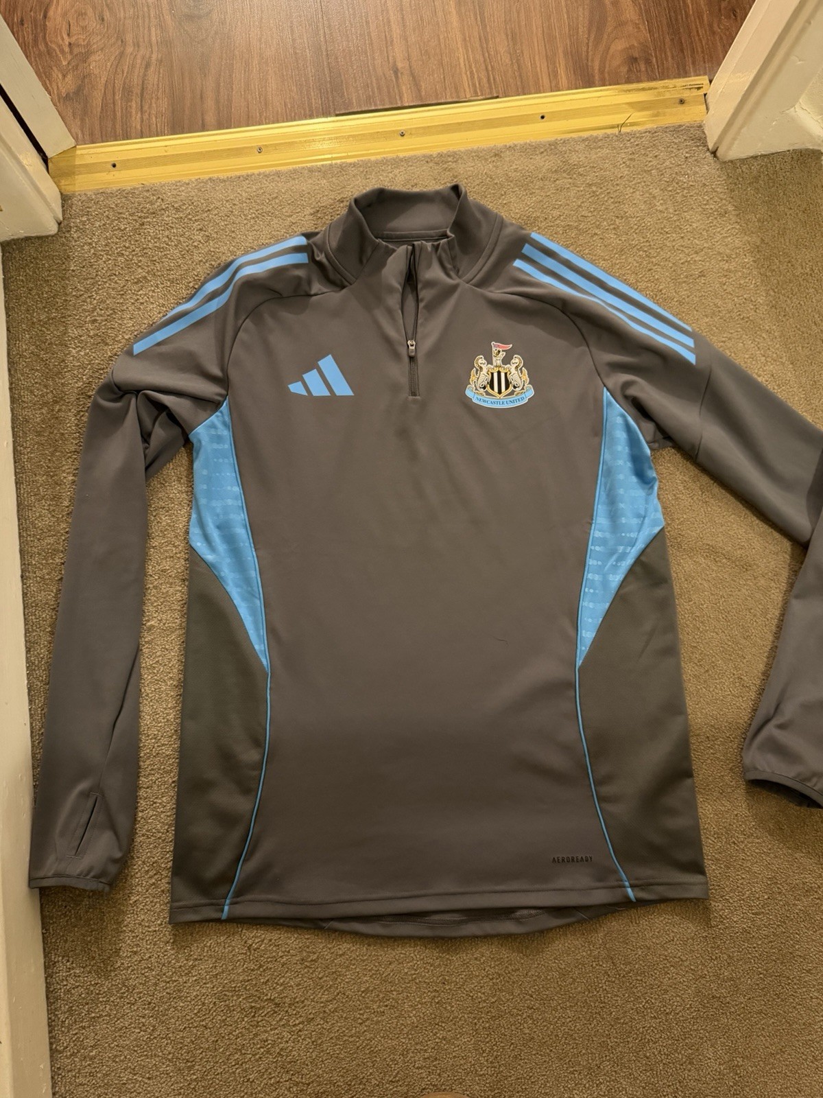Newcastle United adidas 25/26 Players Range Grey 1/4 Zip Training Top for sale on Ebay