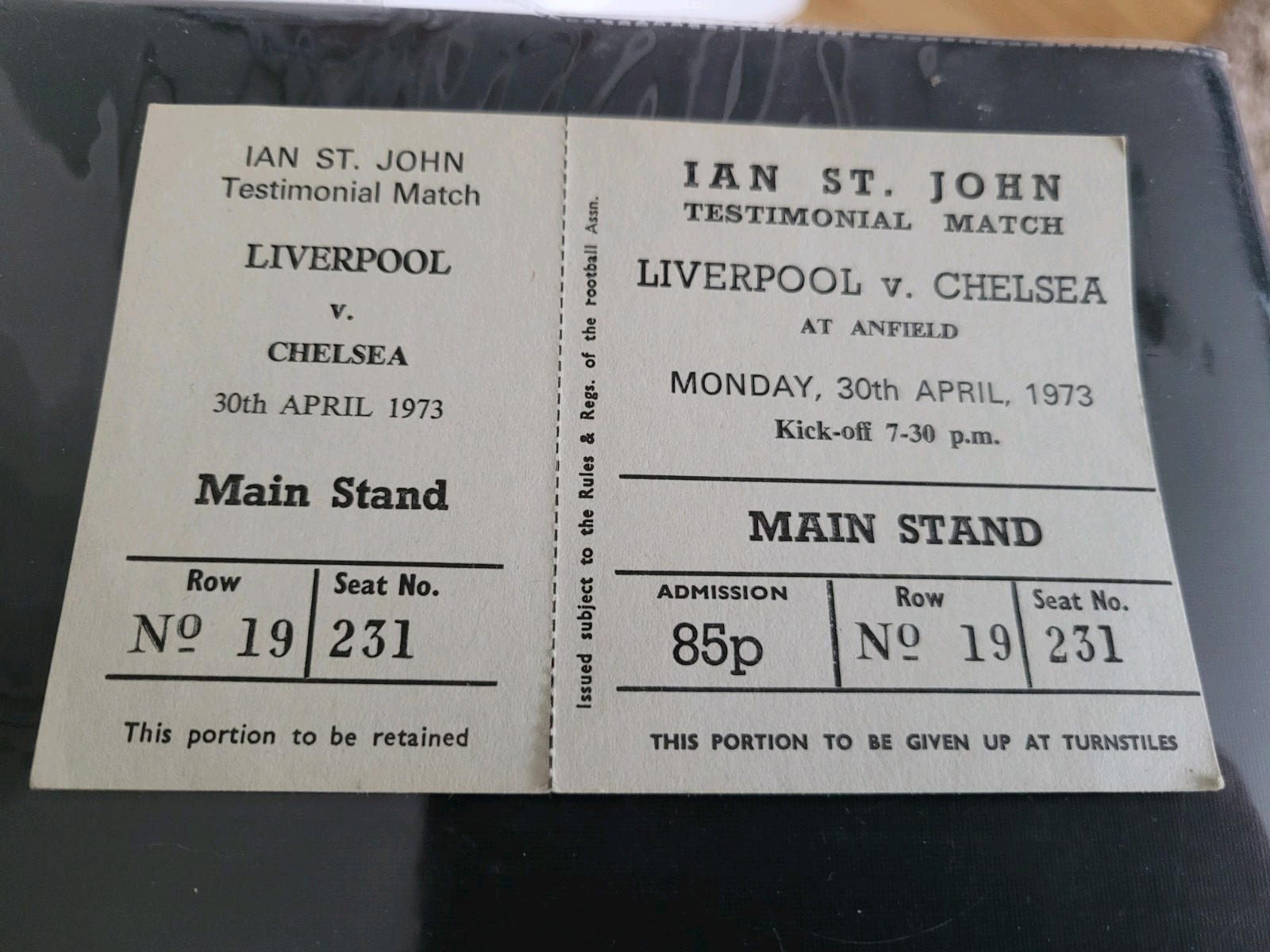 Liverpool Fc Ticket Ian St John Testimonial COMPLETE TICKET for sale on Ebay