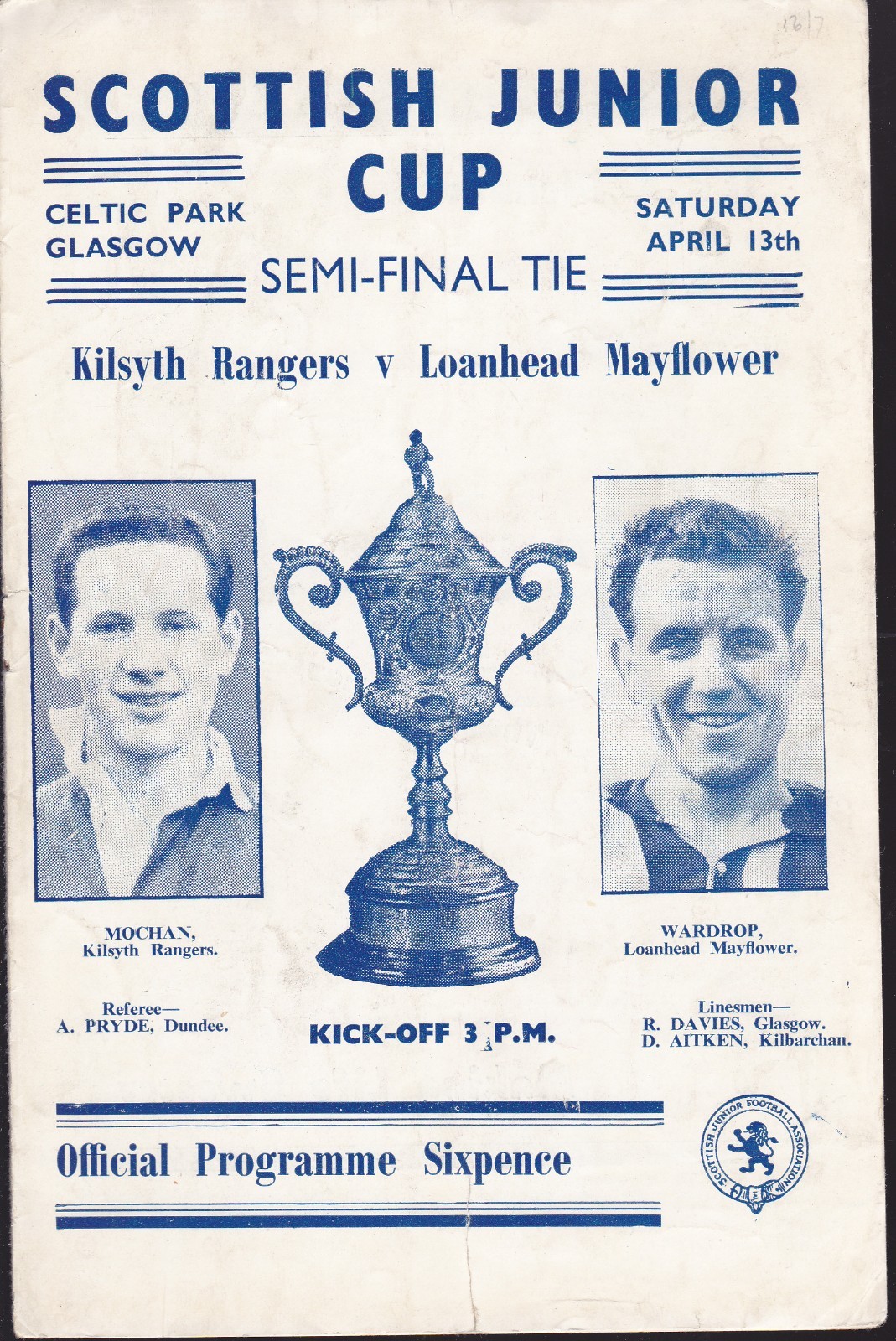 Scottish Junior Cup Semi-final Kilsyth Rangers v Loanhead Mayflower 13 Apr 1957 for sale on Ebay