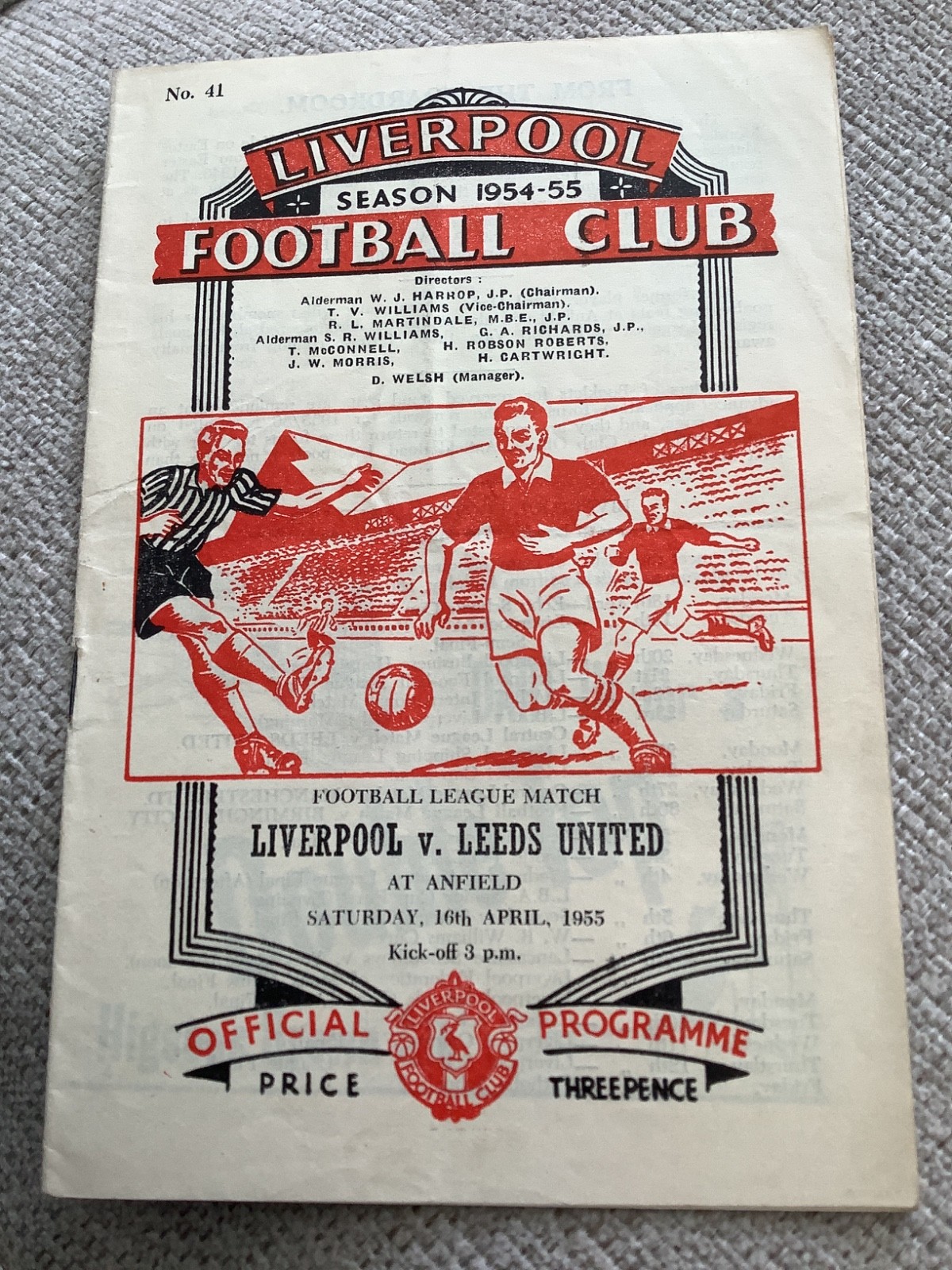 16 April 1955 Liverpoolv Leeds United for sale on Ebay