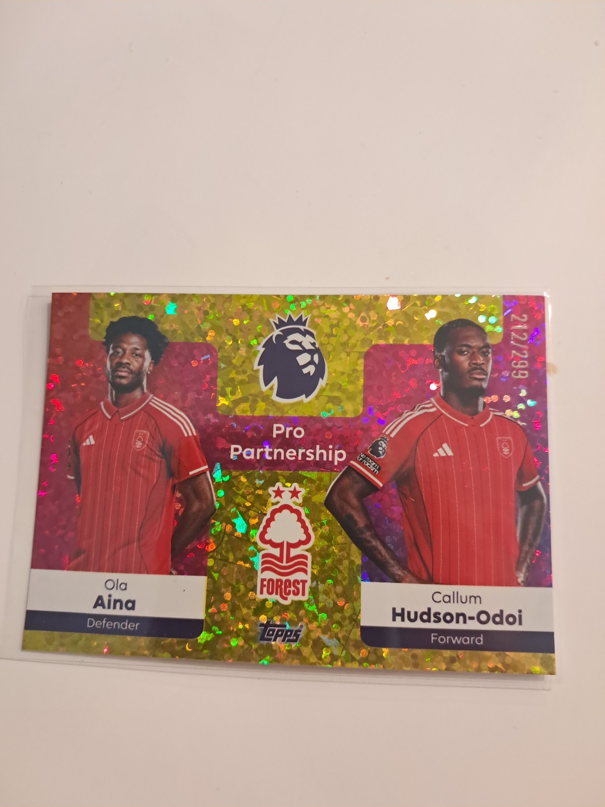 Topps Premier League 25/26 Notts Forest Pro Partnership Yellow Sparkle #212/299 for sale on Ebay