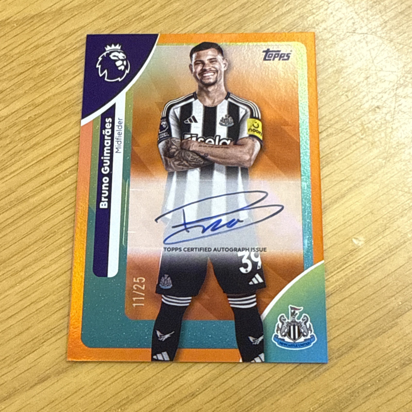 2025-26 Topps Premier League Bruno Guimaraes Autograph Card 11/25 Newcastle Utd for sale on Ebay