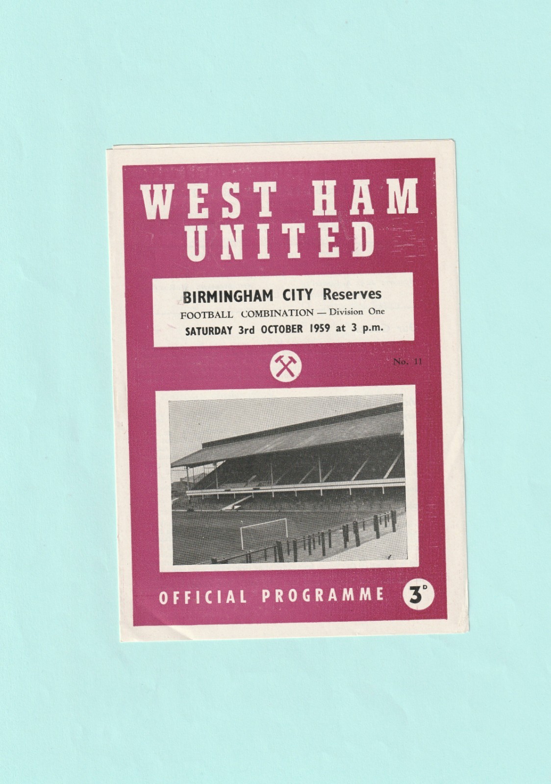 1959-1960 FOOTBALL COMBINATION : WEST HAM UNITED v BIRMINGHAM CITY RESERVES for sale on Ebay