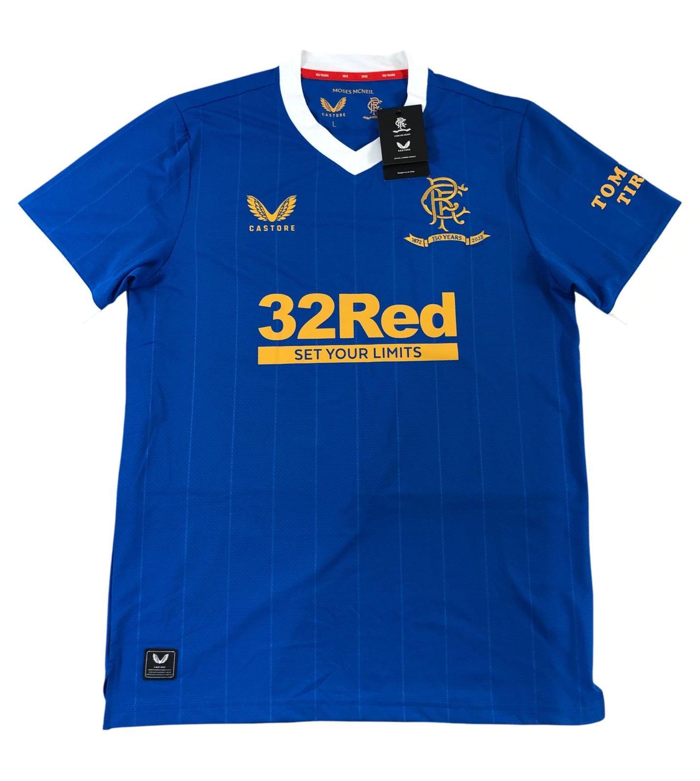 RANGERS FC Castore Football Shirt Large Blue Short Sleeves Adults 150 Years for sale on Ebay