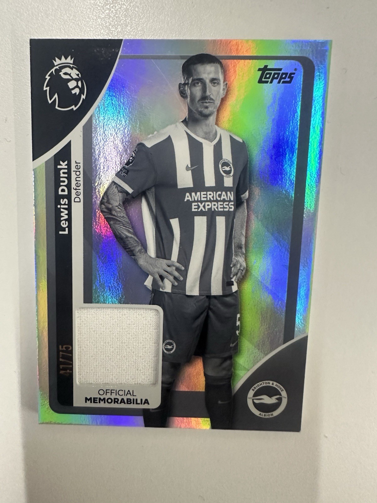 Topps Premier League 2026 Lewis Dunk Relic Black & White /75 Brighton for sale on Ebay