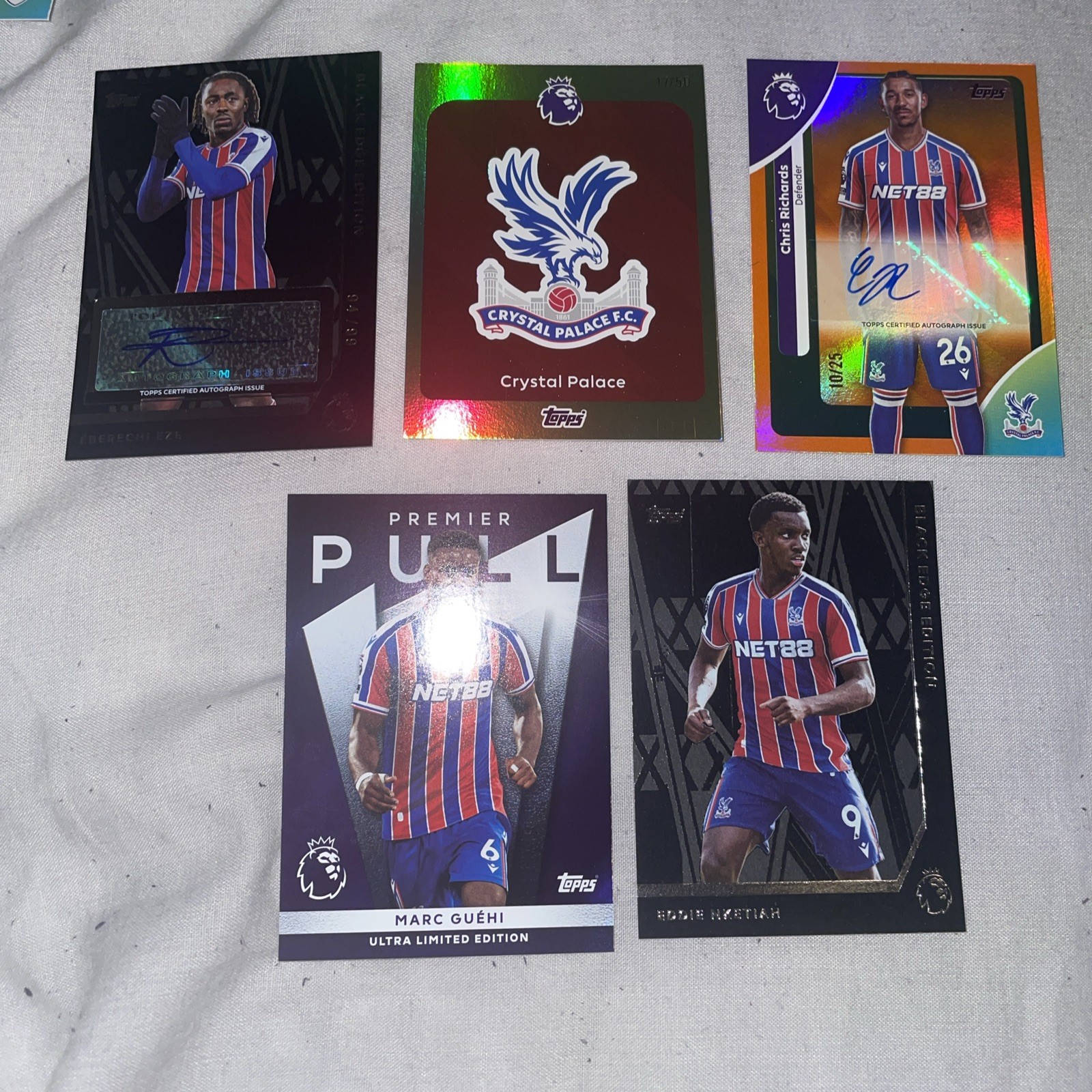 Topps Premier League 2025/2026 Crystal Palace X5 Card Bundle Eze Black Edge Auto for sale on Ebay