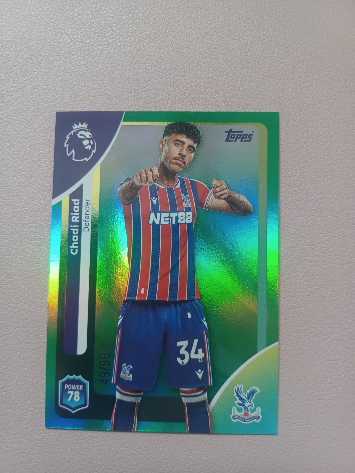 Topps Premier League 2026 Chadi Riad Crystal Palace Numbered 49/99 for sale on Ebay