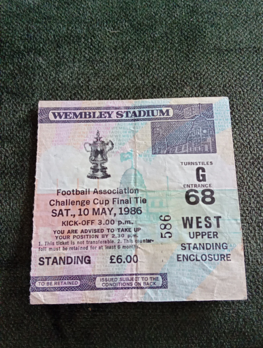 1986 FA Cup Final Ticket Liverpool V Everton Wembley Ticket Stub for sale on Ebay