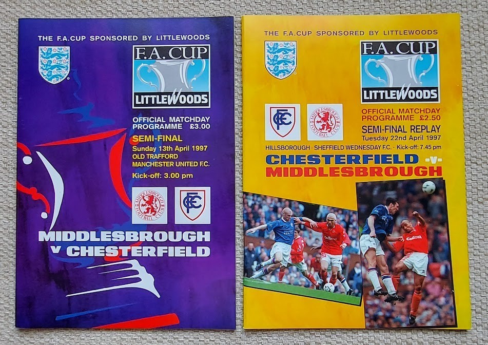 Middlesbrough v Chesterfield FA Cup Semi Final & Replay Programmes April 1997 for sale on Ebay