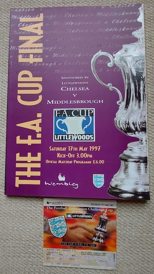 Chelsea v Middlesbrough FA Cup Final Programme & Ticket Played at Wembley 1997 for sale on Ebay
