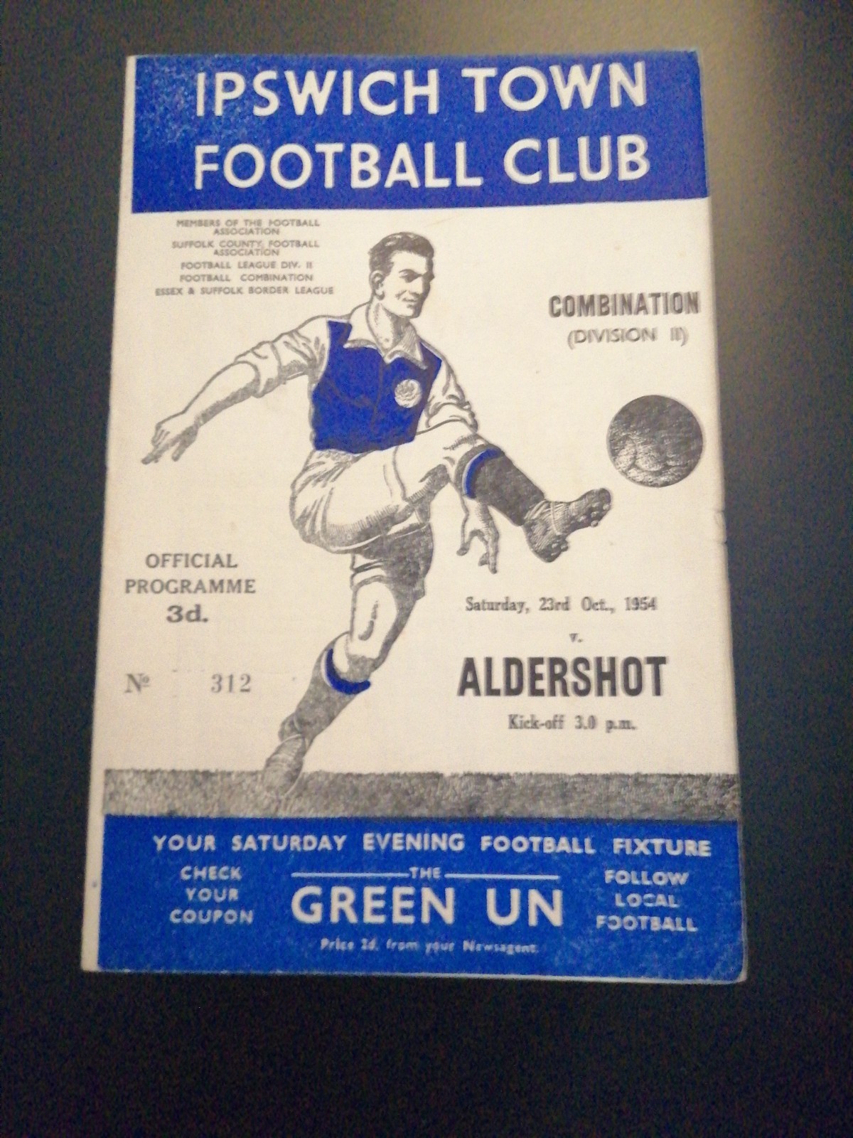Ipswich Res. v Aldershot Res. 1954/55 for sale on Ebay