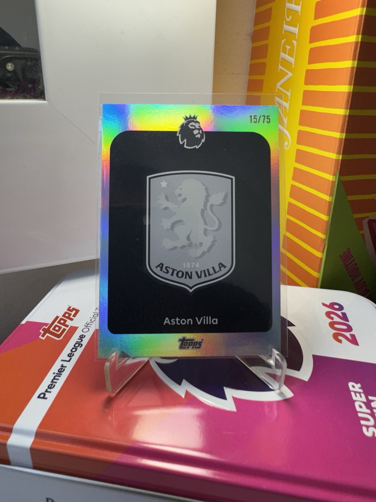 Topps Premier League 2026 Aston Villa Team Badge Black & White /75 Rare Card for sale on Ebay