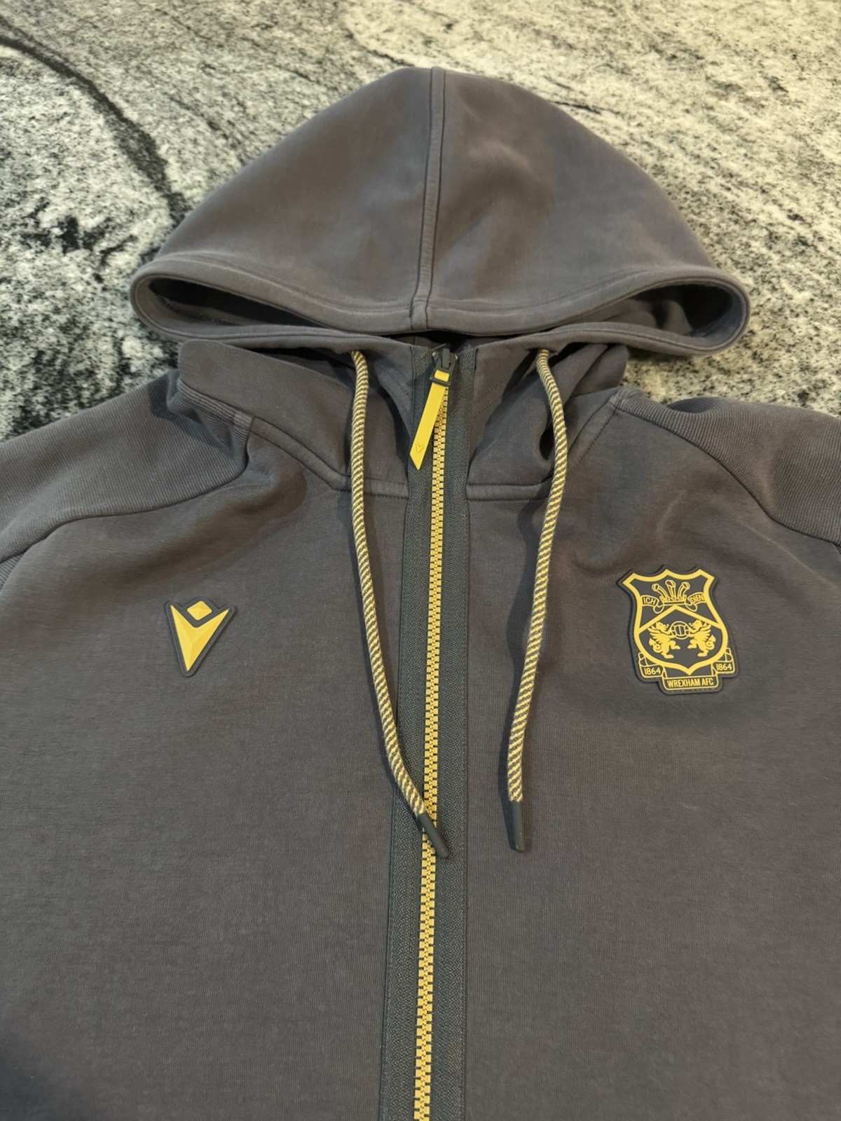Wrexham 2024/25 Macron Grey & Gold Training Hoodie. Mens Size Large for sale on Ebay