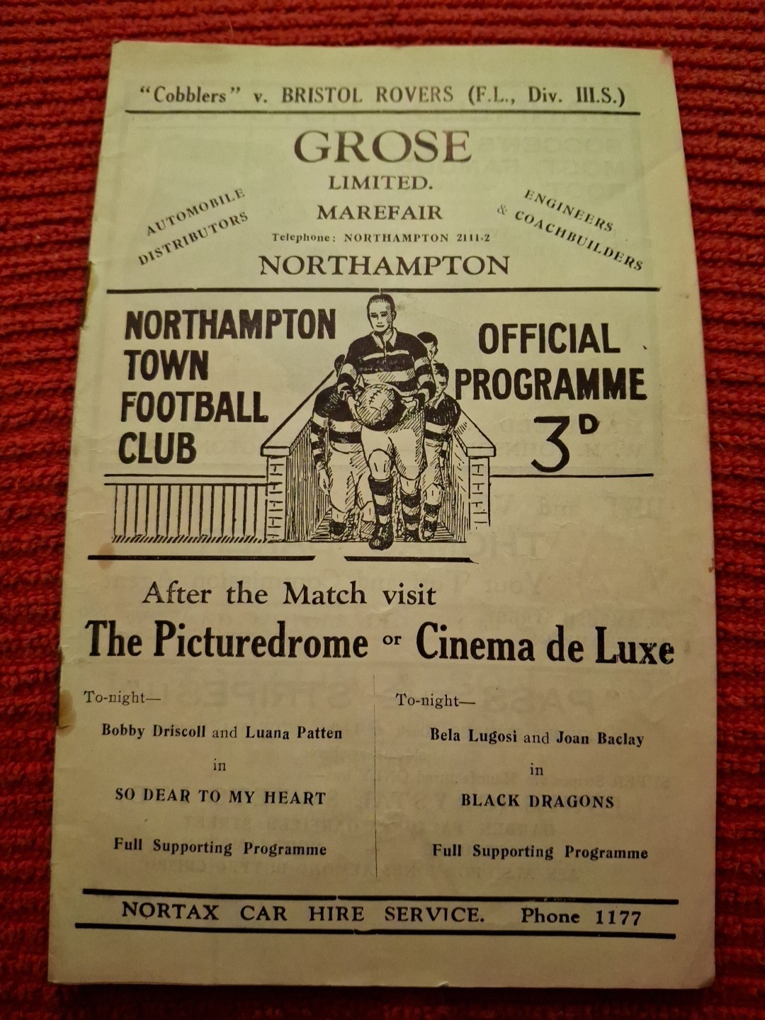 Northampton Town v Bristol Rovers programme.  15/4/1950 for sale on Ebay