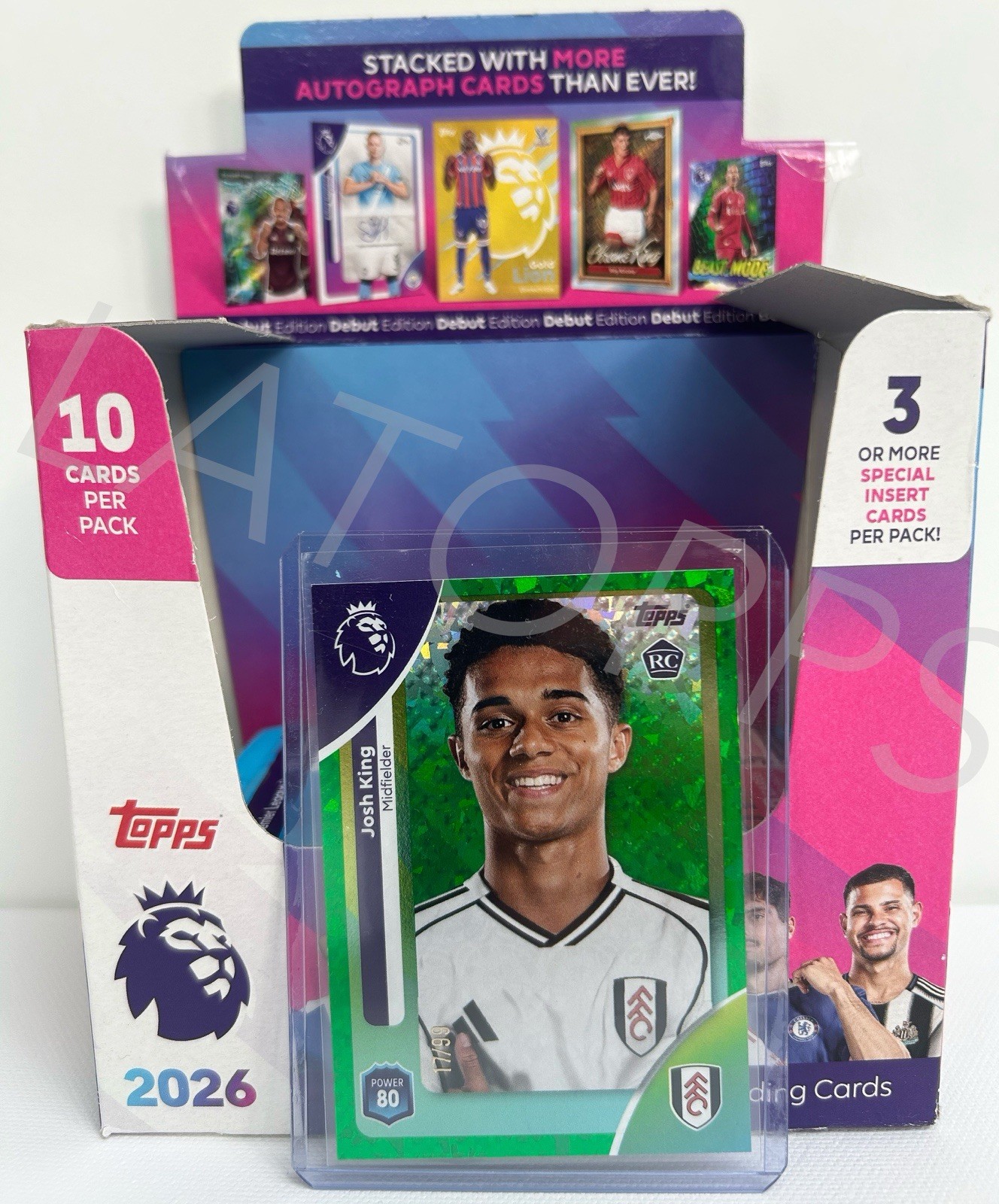 17/99 Rookie Josh King Topps Premier League 2025/2026 Green Sparkle Fulham for sale on Ebay