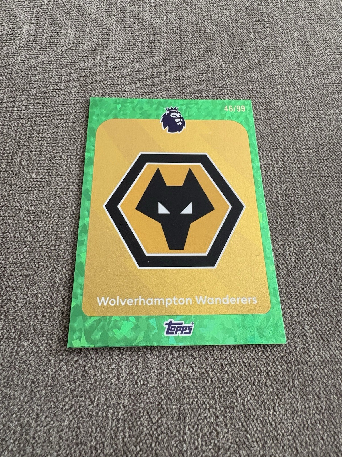 Topps Premier League 2026 Wolves Badge Parallel Green /99 Crest Wolverhampton for sale on Ebay