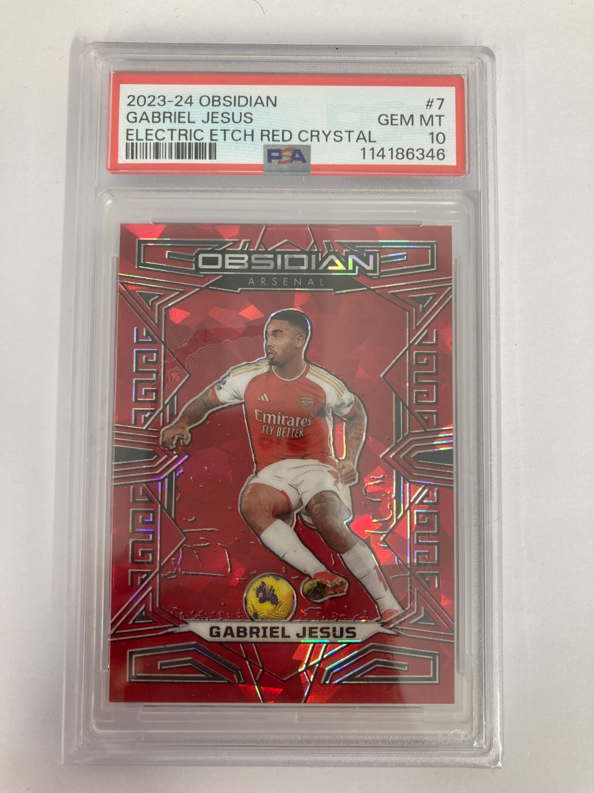 PANINI OBSIDIAN 23/24 GABRIEL JESUS ARSENAL RED CRYSTAL ETCF 26/30 PSA 10. for sale on Ebay