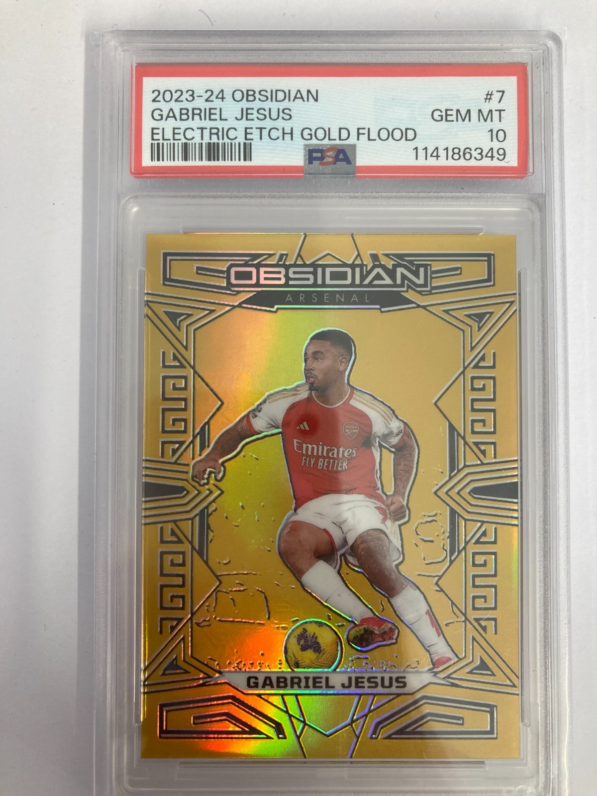 PANINI OBSIDIAN 23/24 GABRIEL JESUS ARSENAL ELECTRIC ETCH GOLD 3/10 PSA 10. for sale on Ebay