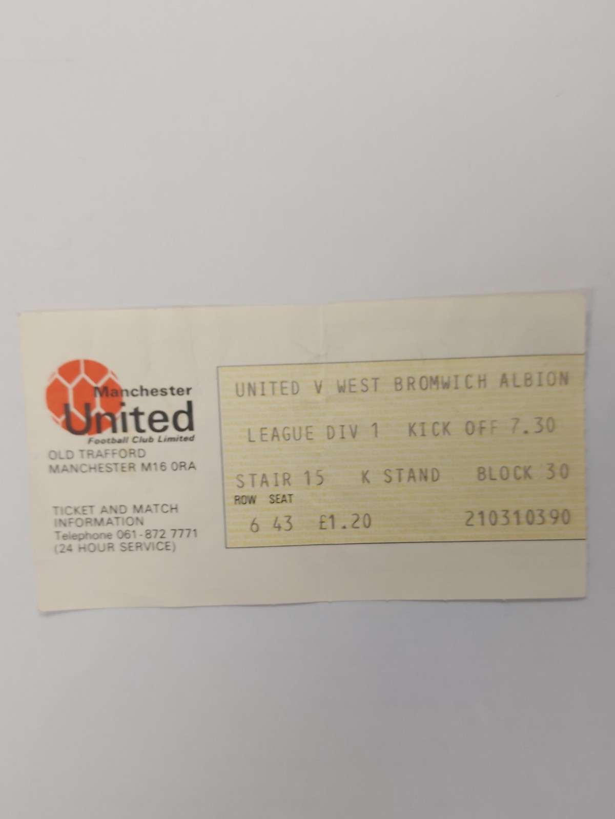 TICKET MANCHESTER UNITED v WEST BROMWICH ALBION 1977 for sale on Ebay